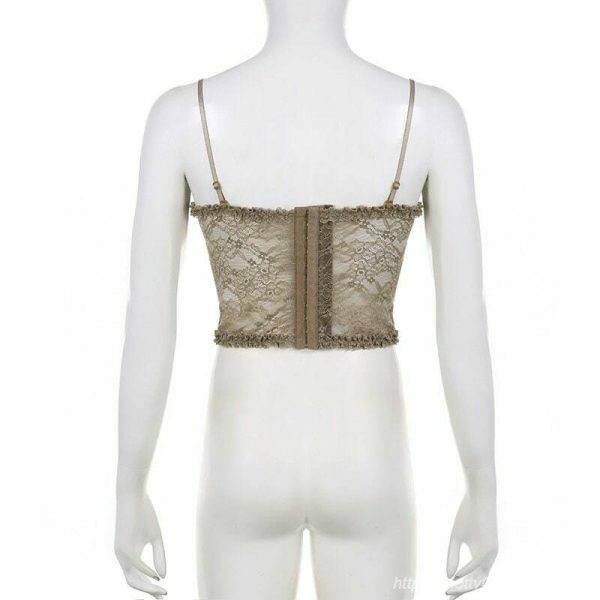 Y2K Vintage Sleeveless Crop Top with Bustier Aesthetic