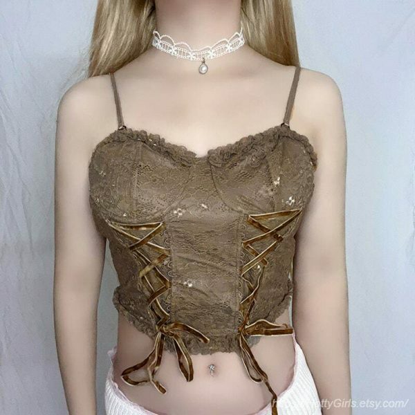 Y2K Vintage Sleeveless Crop Top with Bustier Aesthetic