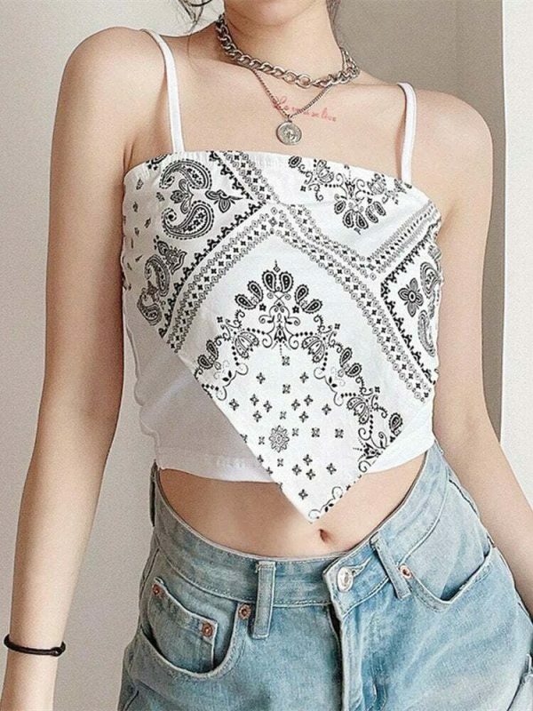 Y2K Vintage Streetwear Crop Top - Cute Cami with Short Design