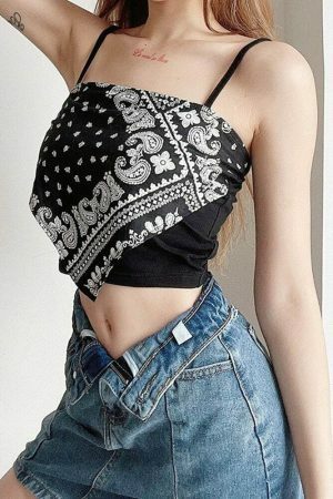 Y2K Vintage Streetwear Crop Top - Cute Cami with Short Design