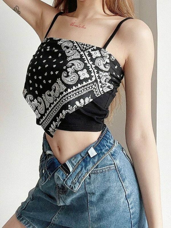 Y2K Vintage Streetwear Crop Top - Cute Cami with Short Design