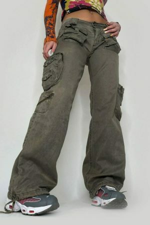 Y2K Vintage Streetwear Gray Cargo Jeans