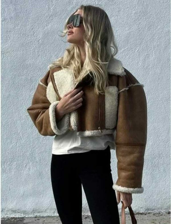 Y2K Vintage Streetwear Women's Faux Fur Lamb Jacket Warm Winter Coat