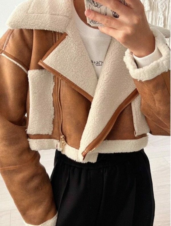 Y2K Vintage Streetwear Women's Faux Fur Lamb Jacket Warm Winter Coat