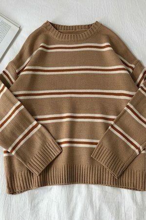 Y2K Vintage Stripe Oversized Knit Sweater