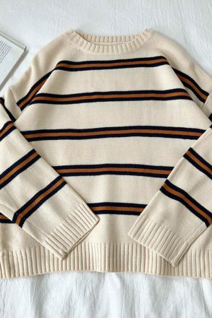 Y2K Vintage Stripe Oversized Knit Sweater