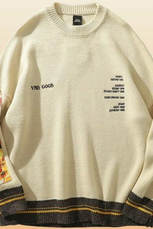 Y2K Vintage Style Oversized Embroidery Sweater