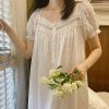 Y2K Vintage White Night Dress, Soft Cotton Sleepwear for Comfortable Sleep and Relaxing Evenings