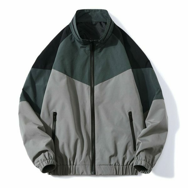 Y2K Vintage Zip-Up Streetwear Jacket with Stand Collar