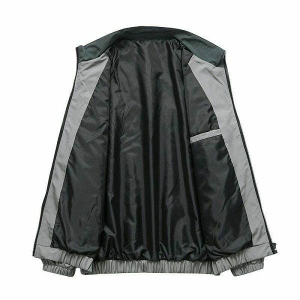 Y2K Vintage Zip-Up Streetwear Jacket with Stand Collar