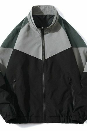 Y2K Vintage Zip-Up Streetwear Jacket with Stand Collar