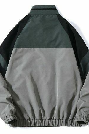 Y2K Vintage Zip-Up Streetwear Jacket with Stand Collar