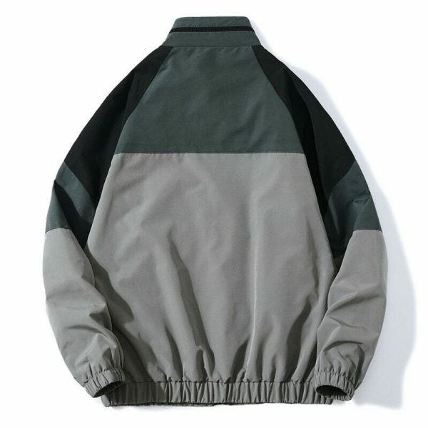 Y2K Vintage Zip-Up Streetwear Jacket with Stand Collar