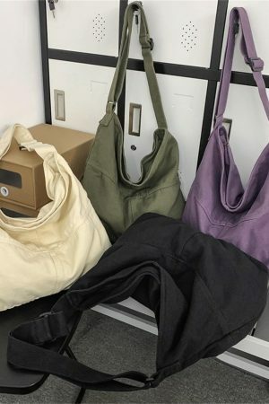 Y2K Washed Canvas Crossbody Messenger Bag for Eco-Friendly Streetwear