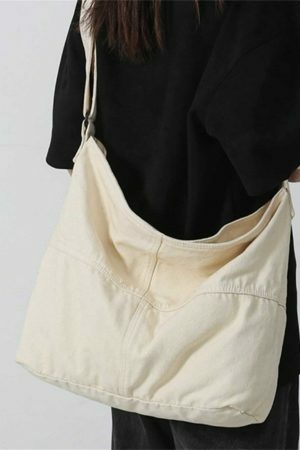 Y2K Washed Canvas Crossbody Messenger Bag for Eco-Friendly Streetwear