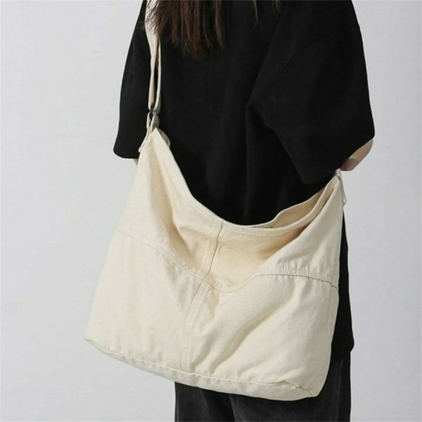 Y2K Washed Canvas Crossbody Messenger Bag for Eco-Friendly Streetwear