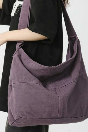 Y2K Washed Canvas Crossbody Messenger Bag for Eco-Friendly Streetwear