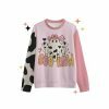 Y2K Western Ghost Halloween Cow Print Sweatshirt