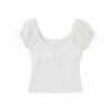 Y2K White Ribbon Lace Streetwear Top