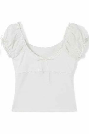 Y2K White Ribbon Lace Streetwear Top