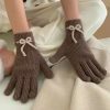 Y2K Winter Knitted Hand Gloves with Cute Bows and Touch Screen Holes