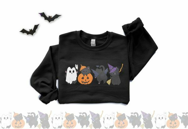 Y2K Witch Cat Pumpkin Sweatshirt - Streetwear Halloween Tee