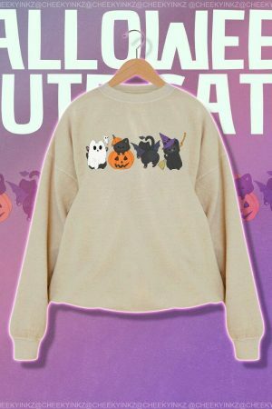 Y2K Witch Cat Pumpkin Sweatshirt - Streetwear Halloween Tee