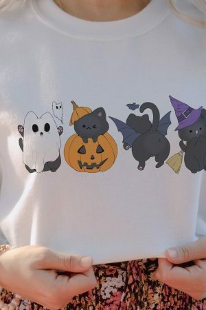 Y2K Witch Cat Pumpkin Sweatshirt - Streetwear Halloween Tee