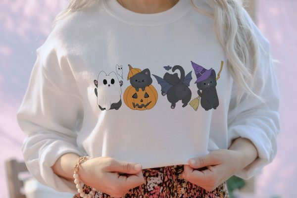 Y2K Witch Cat Pumpkin Sweatshirt - Streetwear Halloween Tee