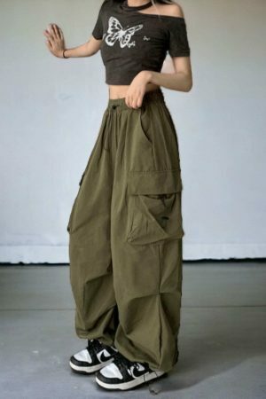 Y2K Women's Streetwear Cargo Harajuku Baggy Parachute Pants