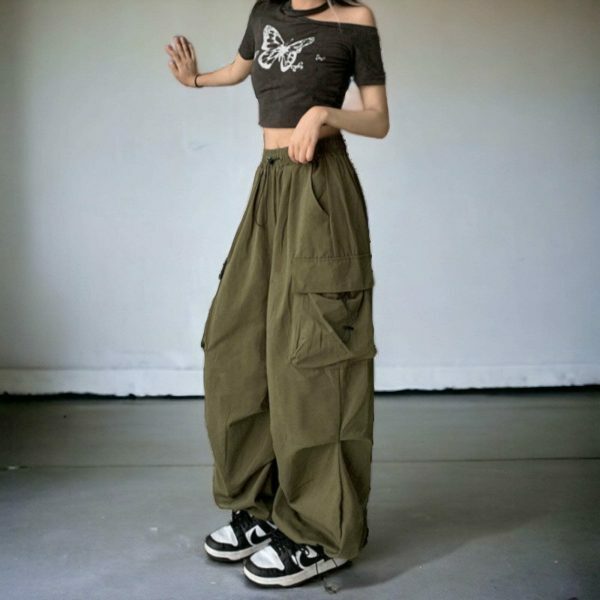 Y2K Women's Streetwear Cargo Harajuku Baggy Parachute Pants