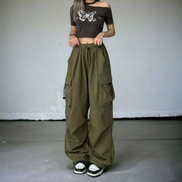 Y2K Women's Streetwear Cargo Harajuku Baggy Parachute Pants