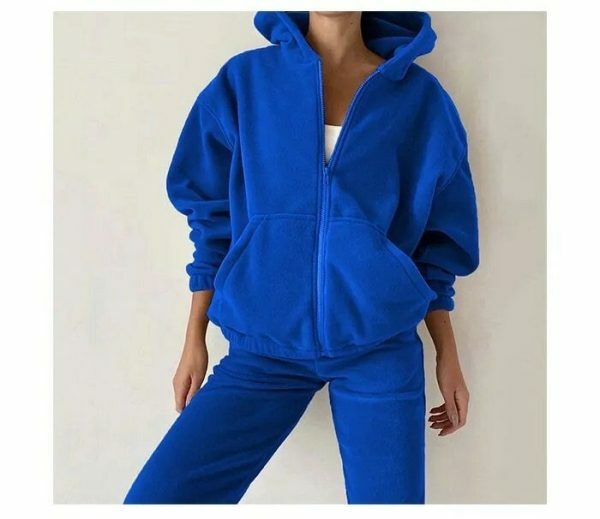 Y2K Wool Velour Tracksuit Set - Oversized Hoodie & Pants