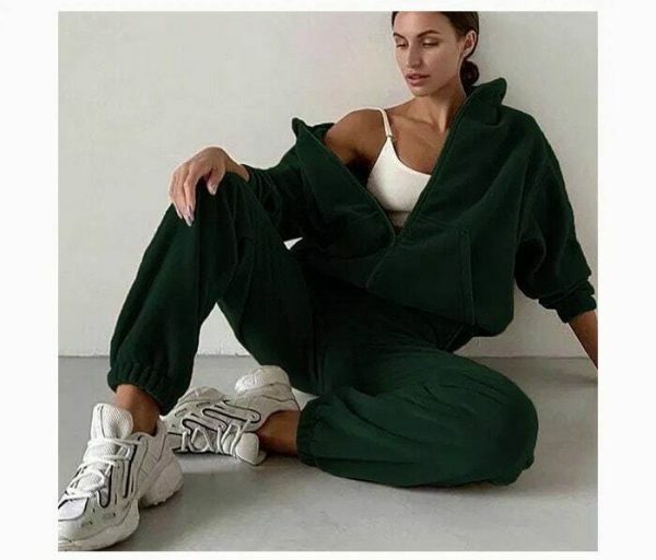 Y2K Wool Velour Tracksuit Set - Oversized Hoodie & Pants