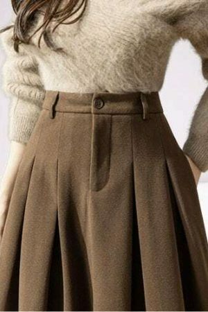 Y2K Woolen Long Skirt | Women's Streetwear Aesthetic