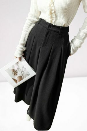 Y2K Woolen Long Skirt | Women's Streetwear Aesthetic