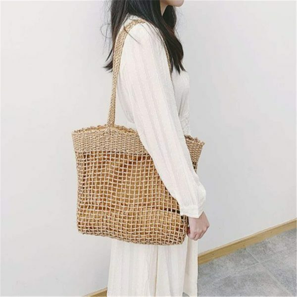 Y2K Woven Straw Tote Bag for Streetwear Style