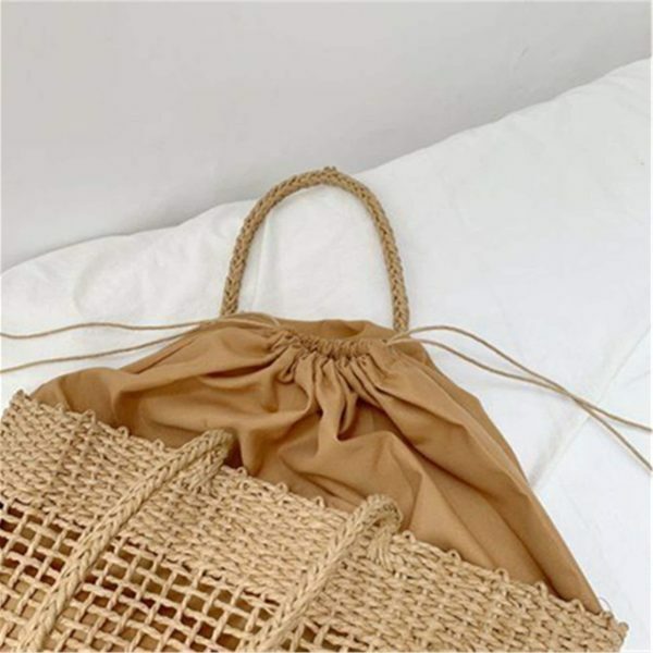 Y2K Woven Straw Tote Bag for Streetwear Style