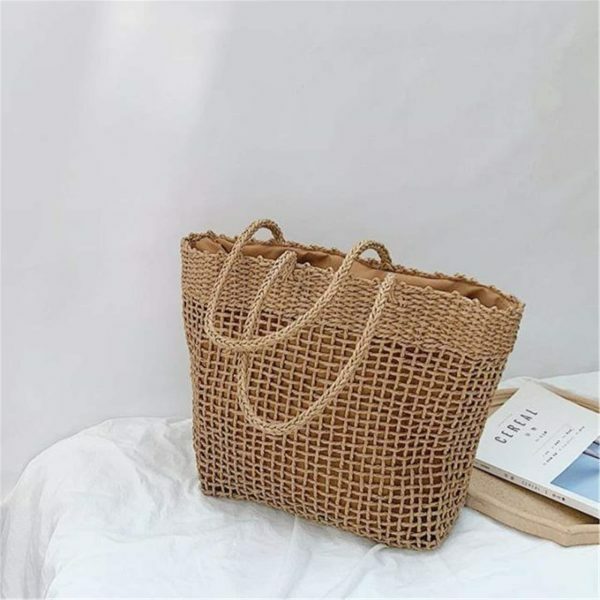 Y2K Woven Straw Tote Bag for Streetwear Style