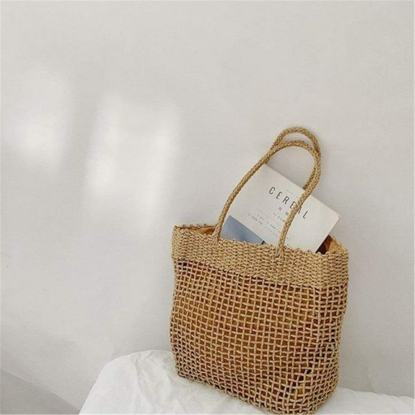 Y2K Woven Straw Tote Bag for Streetwear Style