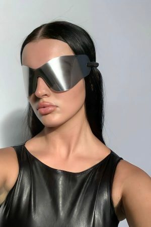 Y2K Wraparound Shield Sunglasses for Streetwear Fashion